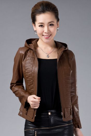 jaqueta de couro feminina marrom escuro